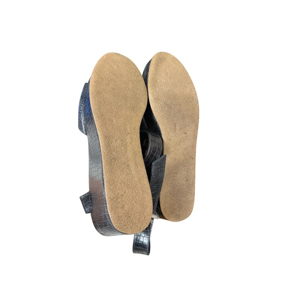 Rachel Comey women's juno wedge Platform Sandals‎ Reptile Texture navy size 10
